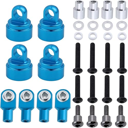 HobbyPark Tapones de amortiguadores de aluminio (se adaptan a los amortiguadores) y extremos de varilla cortos para Traxxas RC Cars Trucks Option