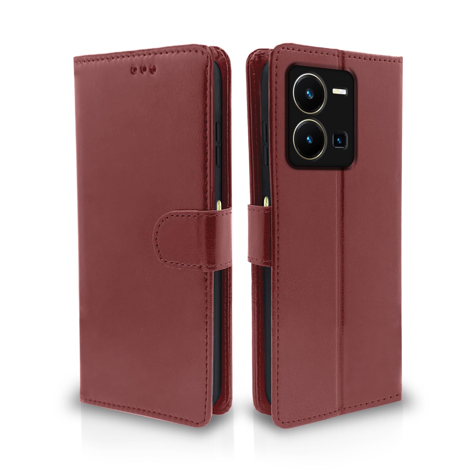 Pikkme Vivo Y35 Flip Case Leather Finish | Inside TPU with Card Pockets | Wallet Stand and Shock Proof | Magnetic Closing | Complete Protection Flip Cover for Vivo Y35 (Brown) (B0BGXJSWV7) Amazon Price History, Amazon Price Tracker