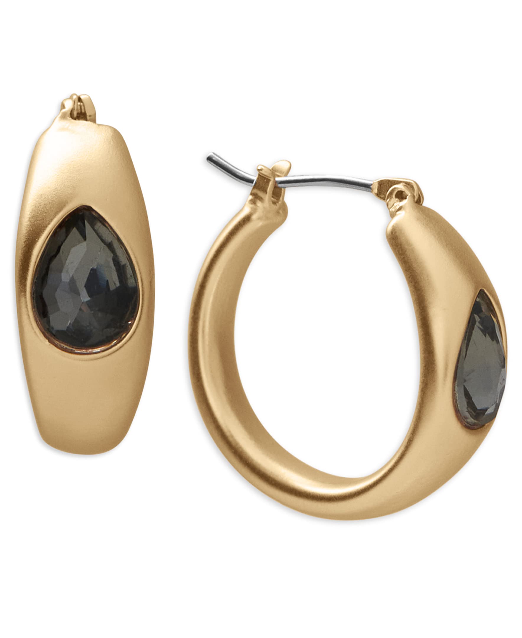 Lucky BrandSmokey Set Stone Hoop Earring,Gold,One Size, One Size, Metal, No Gemstone