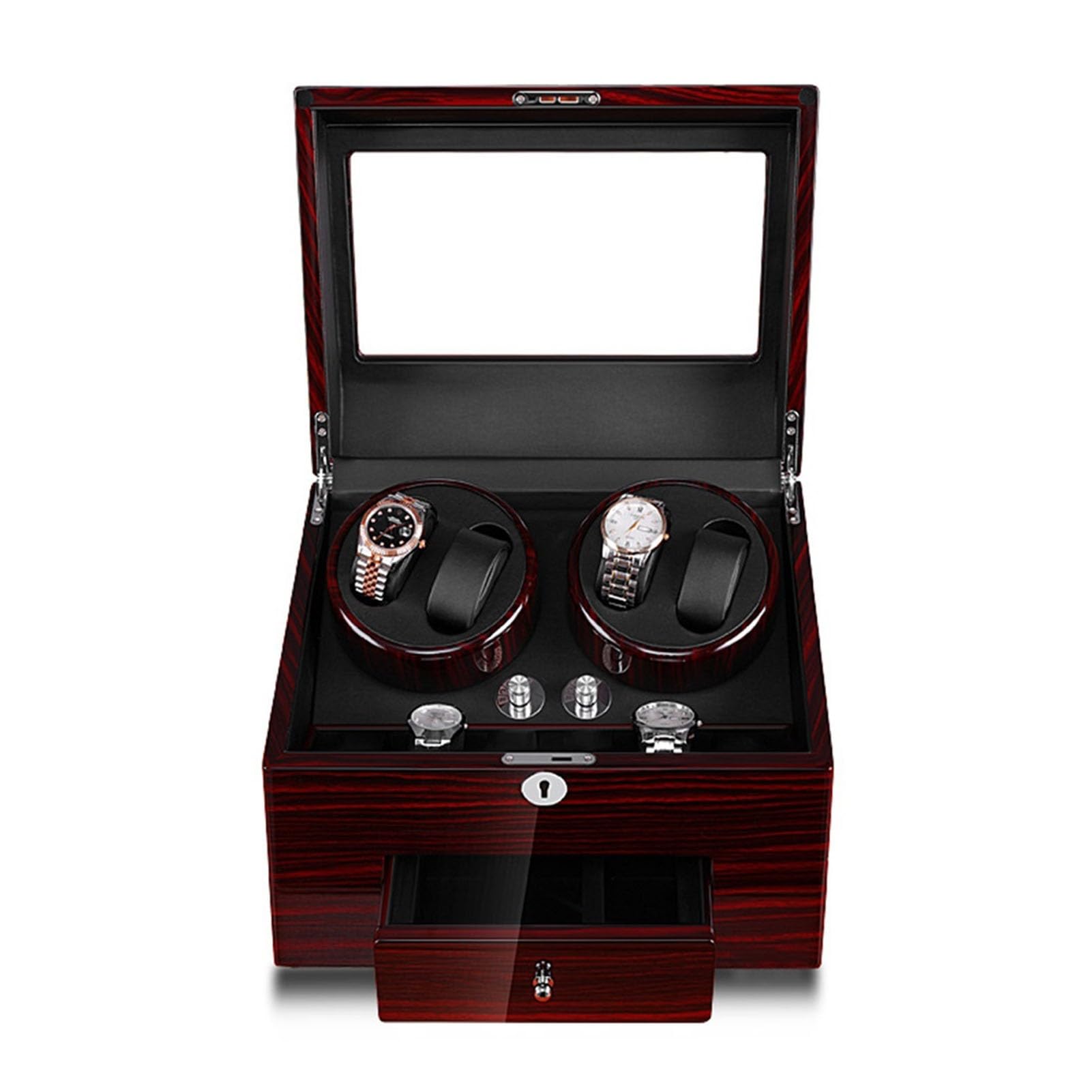 QUSYZD Automatic Watch Winder Wooden Storages Box Case for Automatic Watches Japanese Motor Dual Power Supply,