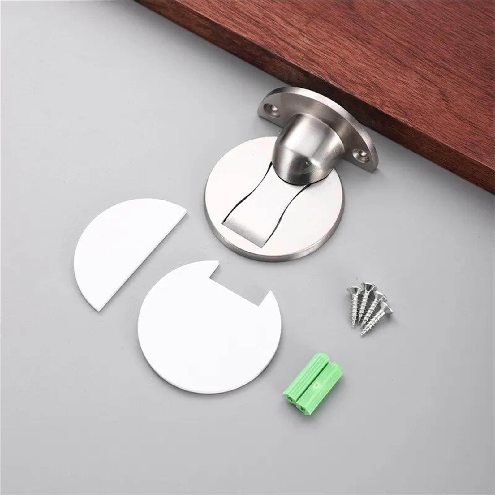 Kdhcvkz Silver-1Pc 1Pcs Invisible Magnetic Door Stopper Stainless Steel Punch-Free Windproof Mechanical Self-Locking Door Stop
