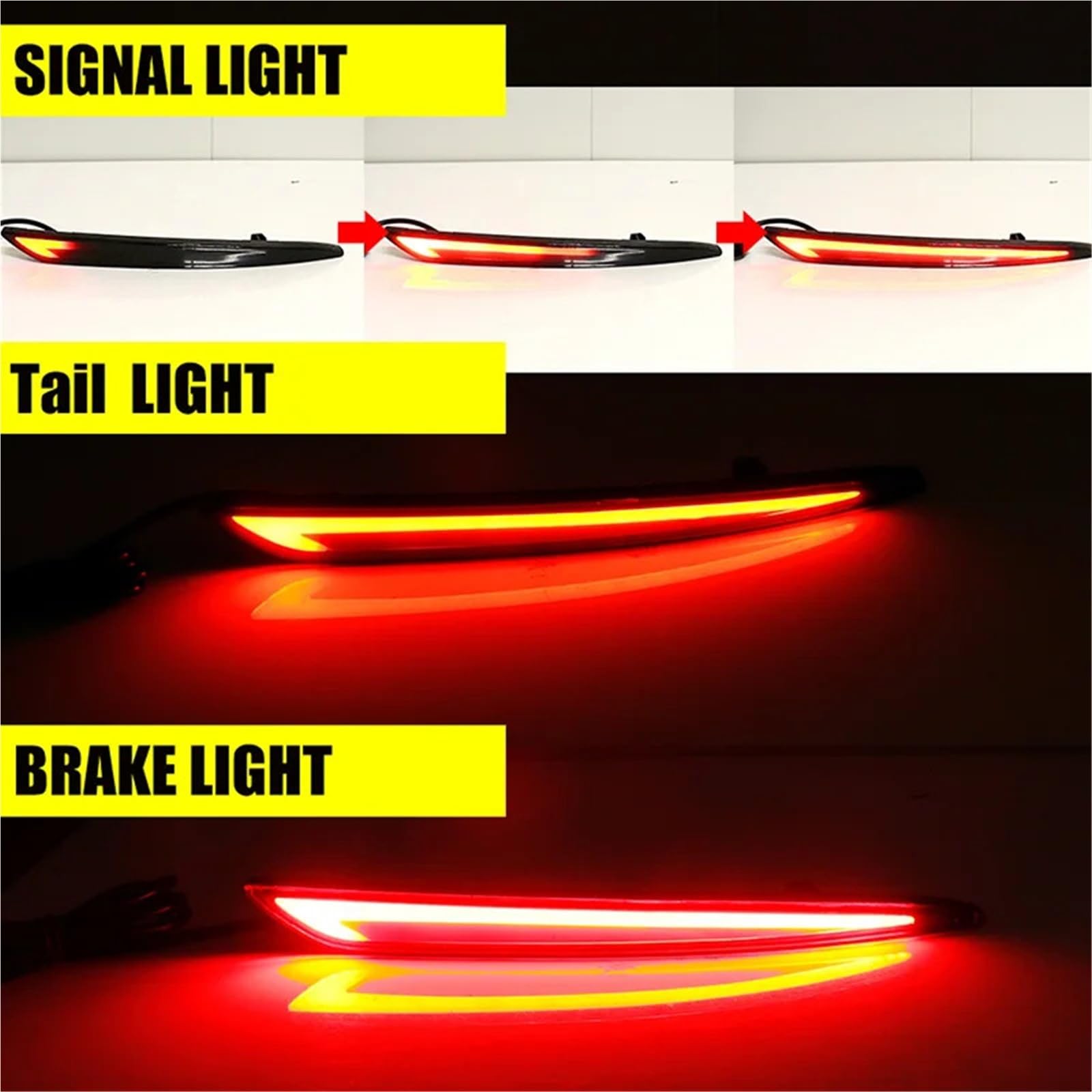 Pasuje do Ford Fusion Mondeo 2013-2018 tylne światło przeciwmgielne, światło tylne/hamowania, dynamiczny włączony kierunkowskaz czerwona dioda LED reflektor tylnego zderzaka(Smoke Lens)