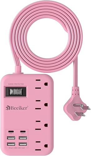 Miniatura 19 de Regleta de Alimentación de Viaje con 6 USB (2 USB C), Cable de Extensión con Enchufe Plano de 3 Pies con Estación de Carga USB de 4.8A 24W y 4