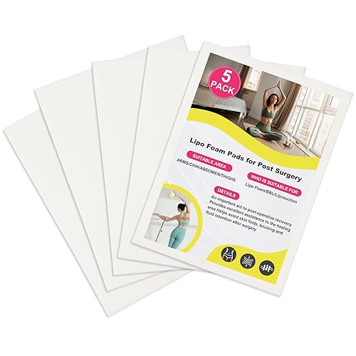 Ecmln Paquete de 5 almohadillas de espuma Lipo, 8 x 11 pulgadas, espuma Lipo para después de la cirugía de liposucción, uso con prendas de