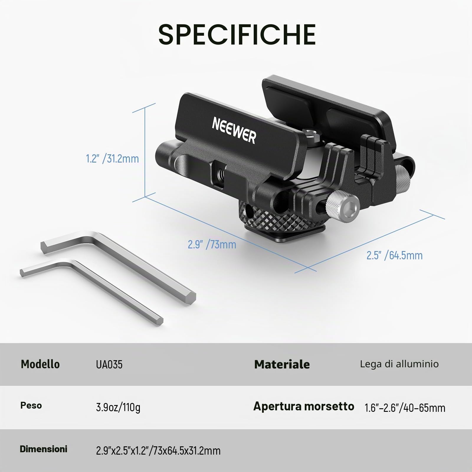 NEEWER Supporto SSD Staffa di Montaggio con Coldshoe Clip Cavo, 1,6-2,6" per Samsung T5 T7 SSD SanDisk Compatibile con SmallRig Cage per BMPCC 4K 6K Compatibile con iPhone 15 Pro Max Phone Cage, UA035