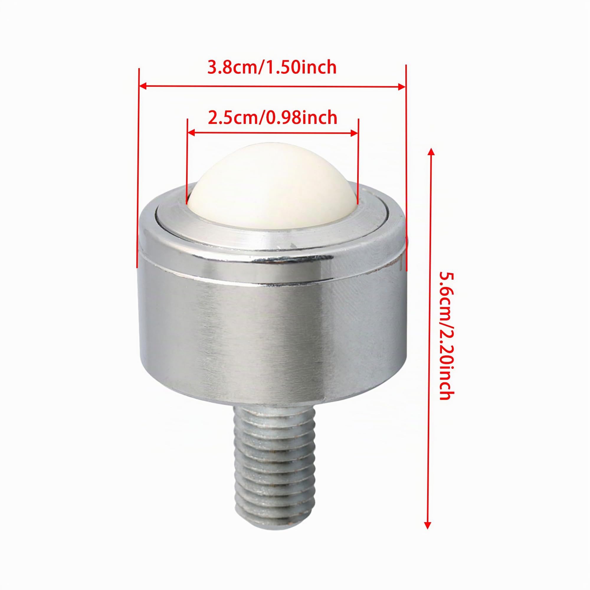 Roulement à billes en acier et nylon de 25 mm - Roulement de transfert en métal - Rouleau de convoyeur M12 x 25 mm - Roulette à tige filetée - Charge maximale : 120 kg