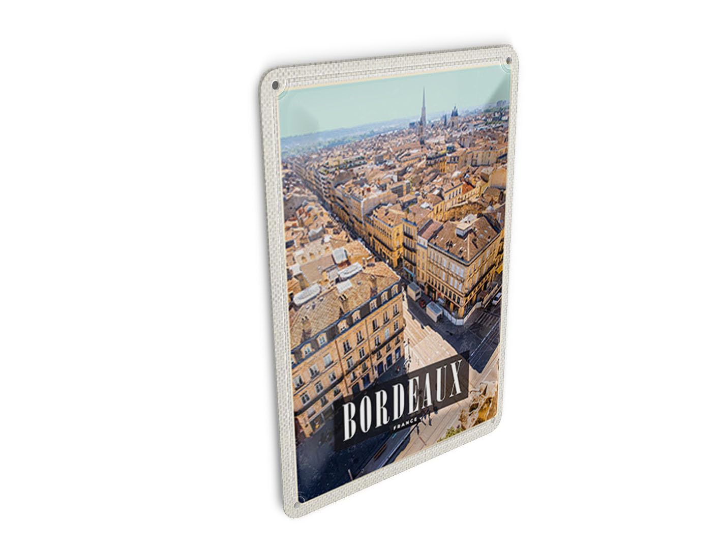 Femer Tin Postcard Travel 10 x 14 cm Bordeaux France Panorma Travel Destination Decorative Sign