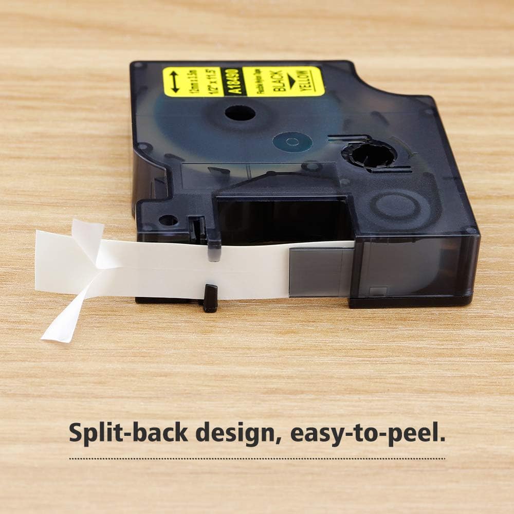 Aonomi Compatible Industrial Label Tape Replacement for DYMO 18490 Flexible Nylon Labels for DYMO Industrial Rhino 4200, 5200, 5000, 6000 Label Maker and More, Black on Yellow, 1/2" x 11.5',4-Pack