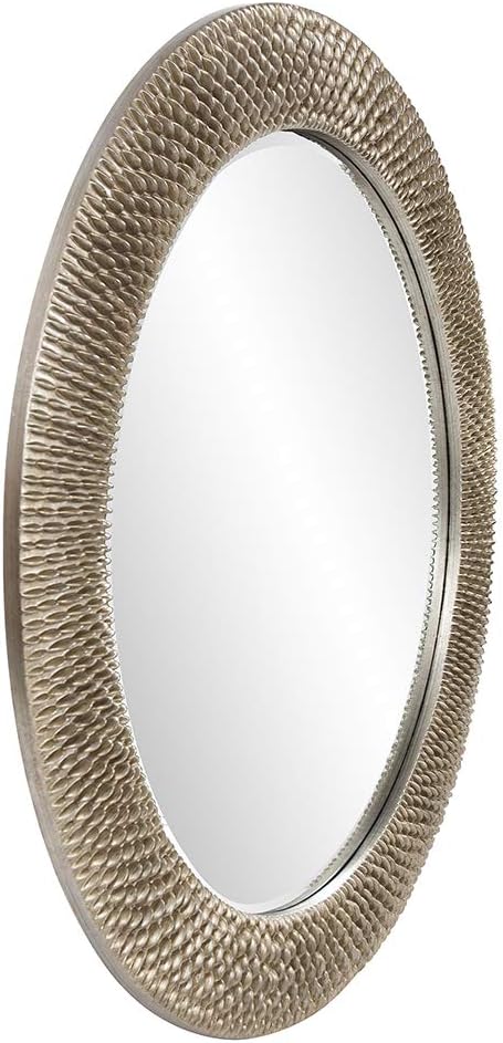 Howard Elliott Bergman Big Round Mirror for Wall Decor, Silver Glossy Mirror with Starburst Effect, Modern Large Circular Hanging Wall Vanity Mirror for Living Room, Bathroom or Entryway, 54 x 54 Inch