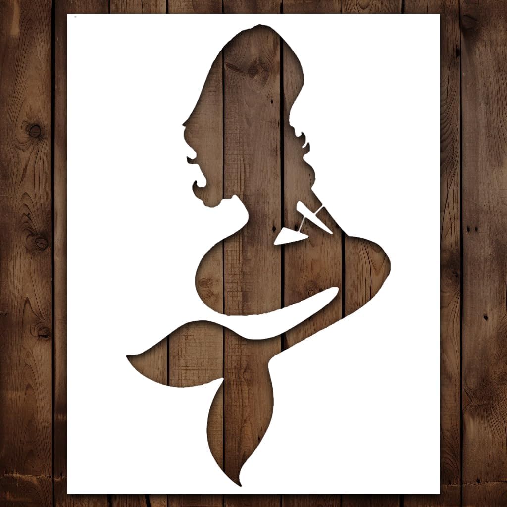 Mermaid Stencil Template - Reusable Mermaid Stencils for Painting on Wood, Glass, Wall, Rock, Walls, Canvas, Glassware, Spray Painting, Airbrushing (