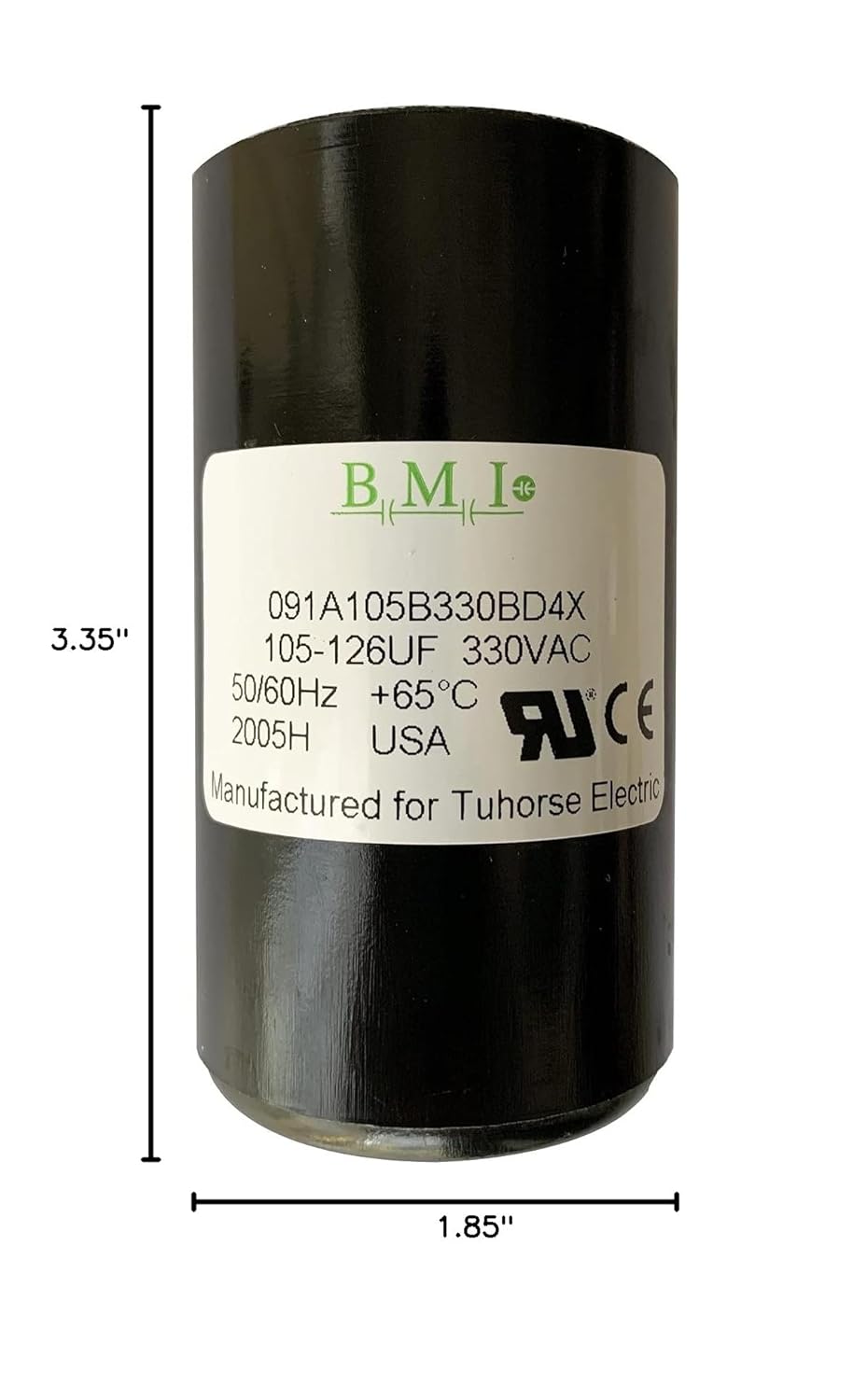 105-126UF Motor Start Capacitor, Compatible Replacement Part for U17-1425, U17-2065 and The Start Cap in TCB20M230DLX. Made in USA by BMI for Tuhorse Electric
