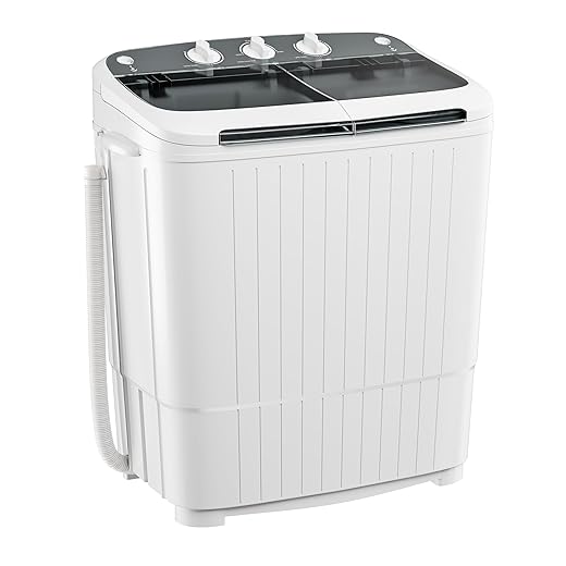 Bonusall Portable Washing Machine, 16 lbs Mini Washer and Spin Dryer Combo, Built-in Gravity Drain,Compact Laundry Washer with Drain Pump & Timer Control for Apartments, Dorms, RVs-Gray