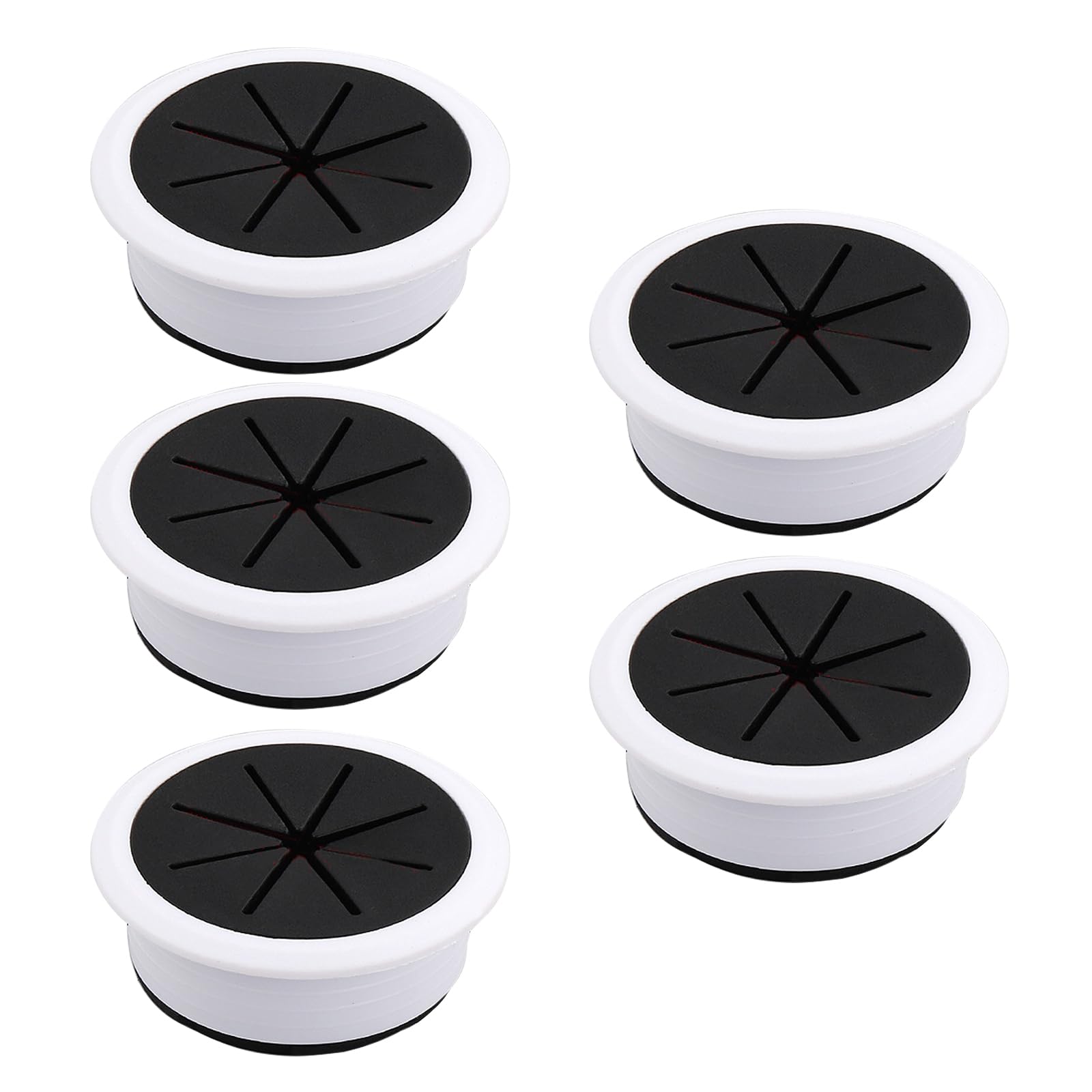 EASYEAH 5 Pcs Desk Grommet 2" / 50 mm, Desk Hole Cover for Cables Black and White, Cable Grommet ABS Plastic, Desk Hole Grommet for Home & Office Pc,