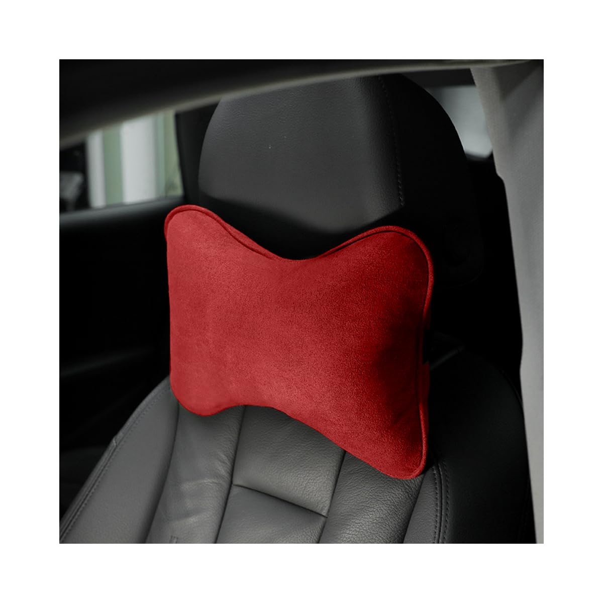 Car Headrest Pillow, Soft Comfortable Breathable Memory Foam Ergonomic Design Automotive Neck Pillow Cushion with Adjustable Strap for Neck Pain Pressure Relief, Universal Fit(Red)