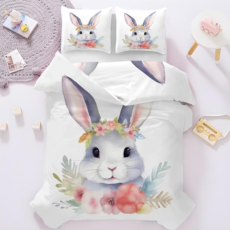 Parure de lit 160x200 microfibre motif lapin bleu pour créer un cocon douillet dans une chambre