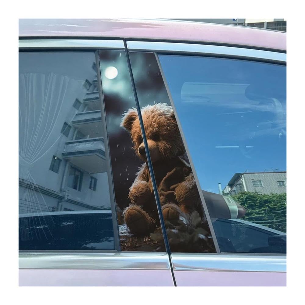 Body Parts 2pcs Car Center Pillar Sticker Graffiti Bear Auto B-Pillar Waterproof Protective Film(F)