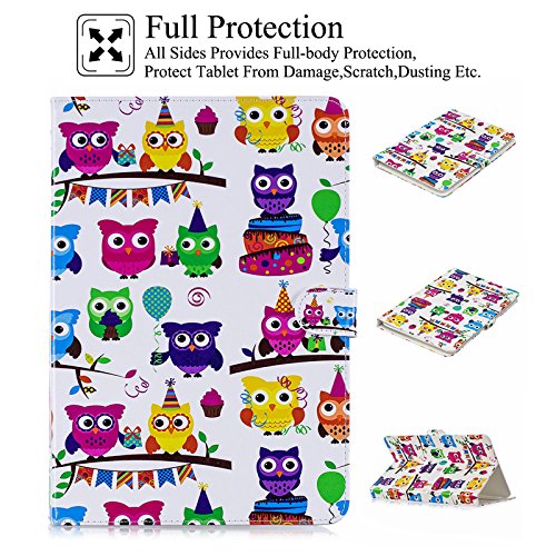 Universal 10.0 Tablet Case, Artyond Pu Leather Folio Stand Card Slot Case For Ipad 9.7 2018 2017/ Ipad Air 1 2/ Galaxy Tab A 10.1/ Tab E 9.6/ Fire Hd 10/ And More 9.0-10.5 Inch Tablet (Owls) #TOP1
