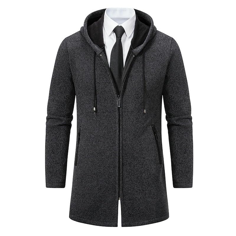 Cárdigan de punto con capucha de hombre chaqueta gruesa forrada de felpa 5