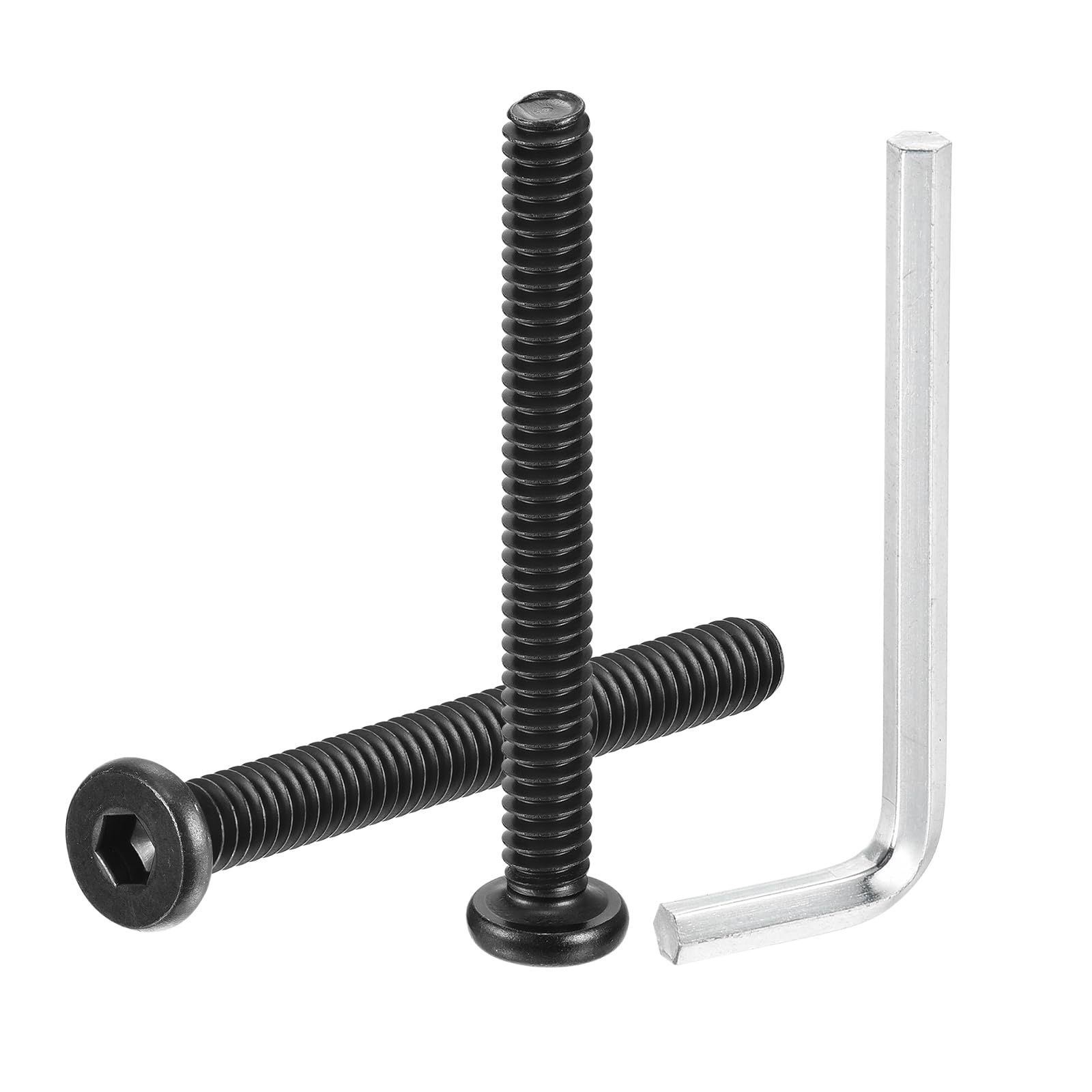 uxcell 12Pcs 1/4-20x2-1/4 Furniture Bolt, Round Head Hex Socket Cap Screws Bolts Carbon Steel with Hex Key Wrench for Bed Tables Chair Furniture