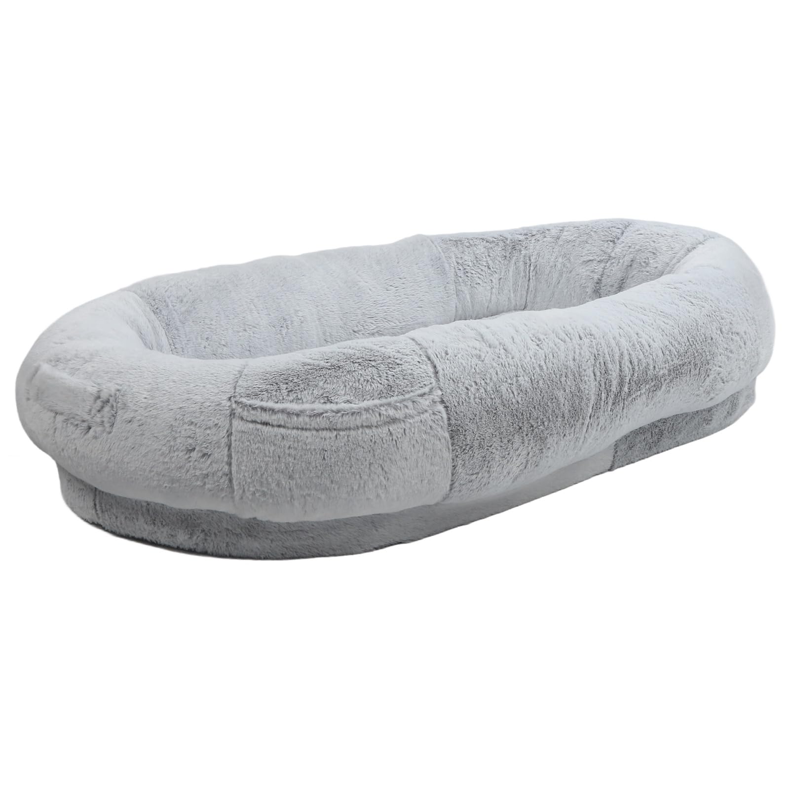 Cuccia per Cani Umani, Spaziosa Cuccia Ergonomica Extra Large per Cani in Memory Foam, Divano Ortopedico per con Fodera Lavabile Rimovibile, Tasca Portaoggetti e Fondo Antiscivolo per