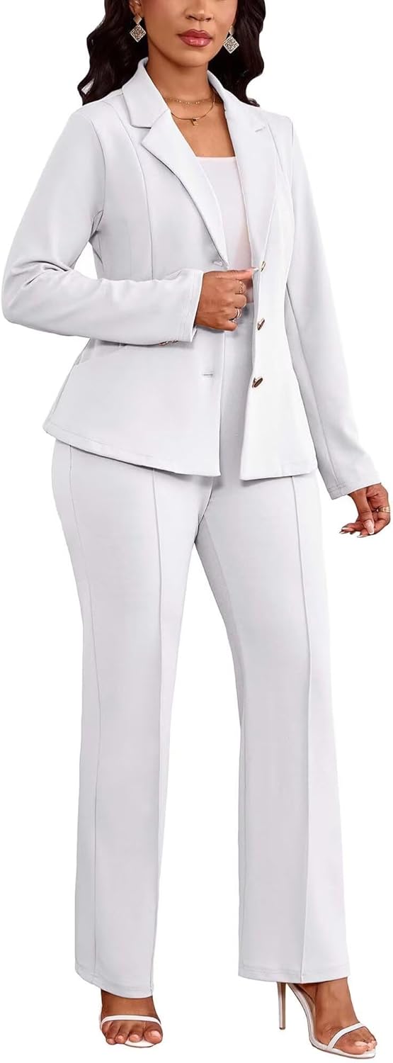 Kafiloe Women Suits 2 Piece Set Long Sleeve Blazer Pants Suit Dressy Business Casual Work Outfits Office - Image 4