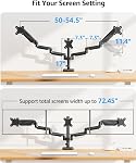 MOUNTUP Triple Monitor Mount for Max 27 inch Computer Screens、3 Monitors Stand for Desk, Gas Spring Three Monitors Arm with Swivel, Tilt, Rotation, each Arm Holds 4.4-19.8 lbs