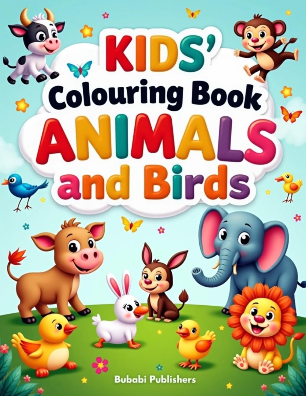 Kids Colouring Book Animals and Birds: Cute and Easy Colouring Pages for Kids Ages 3–9