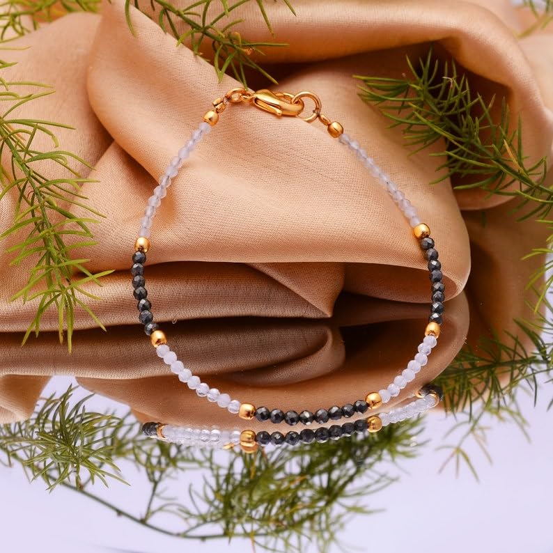 Gems pierre de lune bracelet fin argent sterling joaillerie LKBEADS