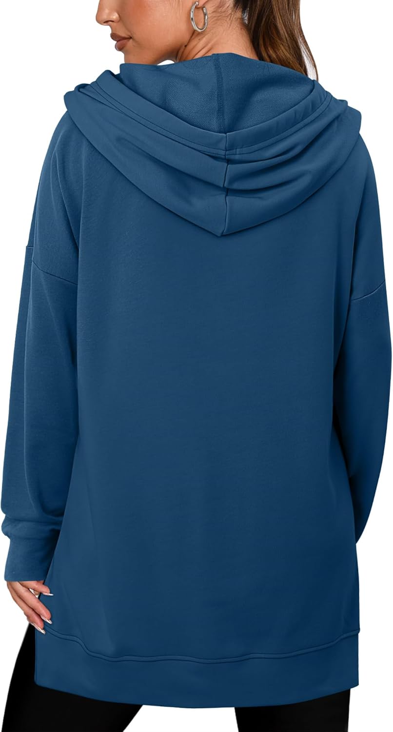 KISSMODA Oversized Hoodies for Women V Neck Half Zip Womens Sweatshirts Fall Pullover 2025 Winter Outfits Fashion Y2k Clothes - Image 4