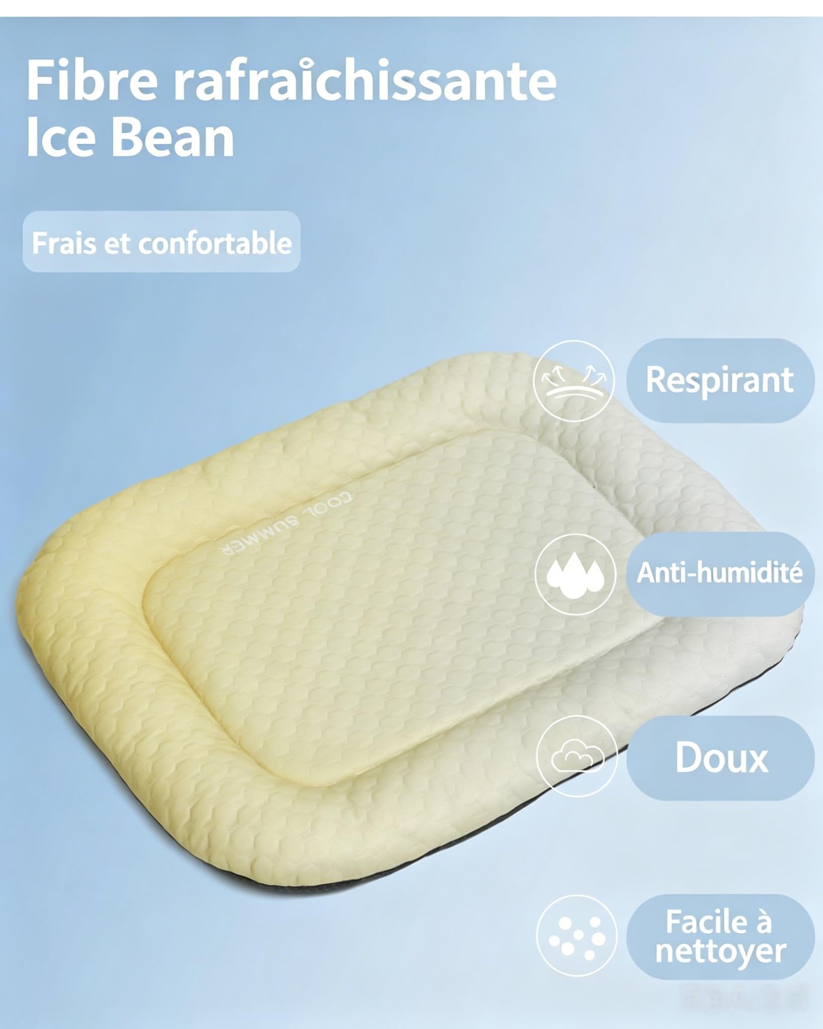 Kühlmatte 3D für Tiere Ice Bean – Bett für Katzen und Hunde, atmungsaktiv, feuchtigkeitsabweisend, weich und bequem, Grau: XL