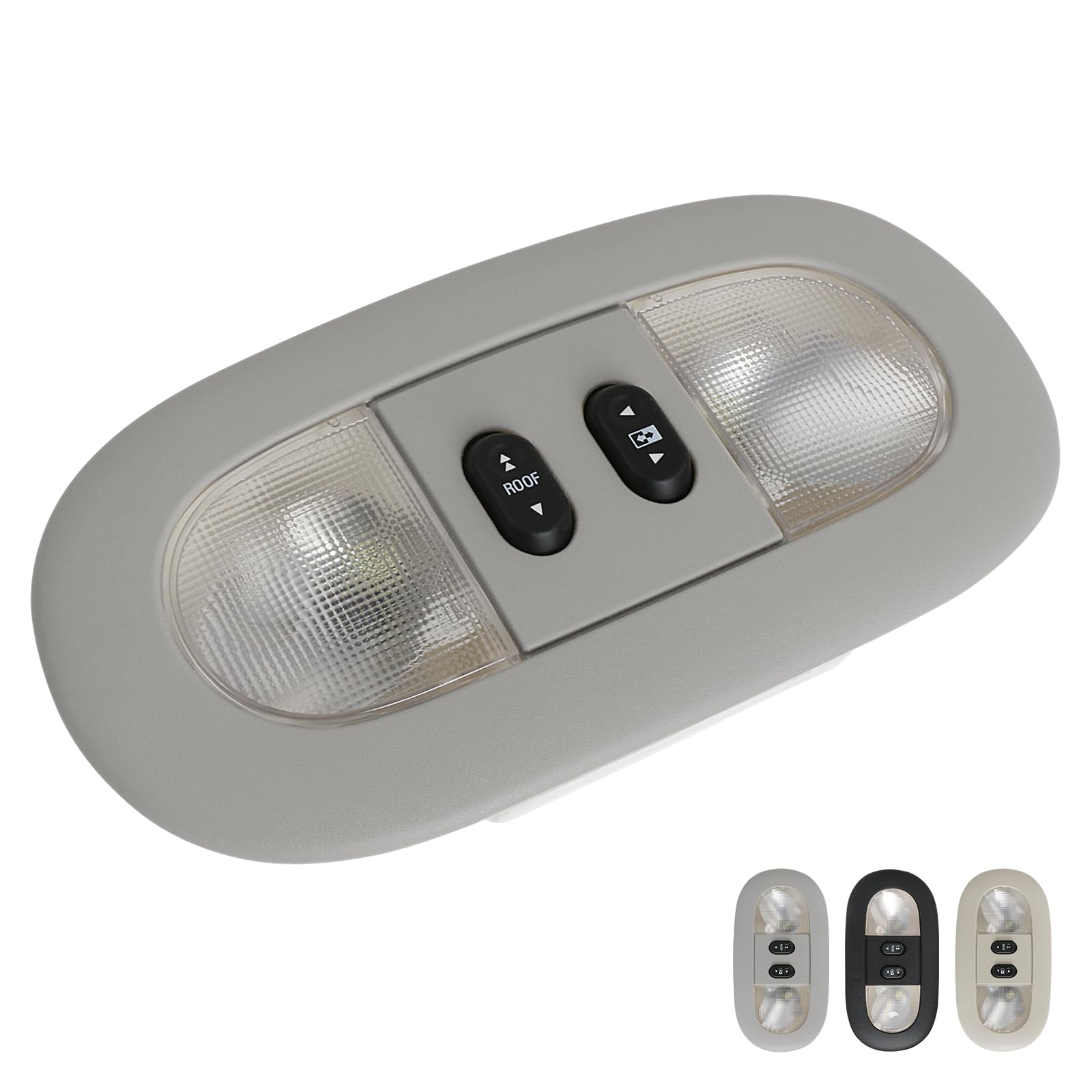 Overhead Console LED Dome Map Light Lamp | Fits Ford F150 2004-2008, for Lincoln Mark LT 2006-2008 Truck | Replaces 7L3Z-18519A70-BC Interior Cab Lights with Sunroof and Rear Window Switch (Grey)