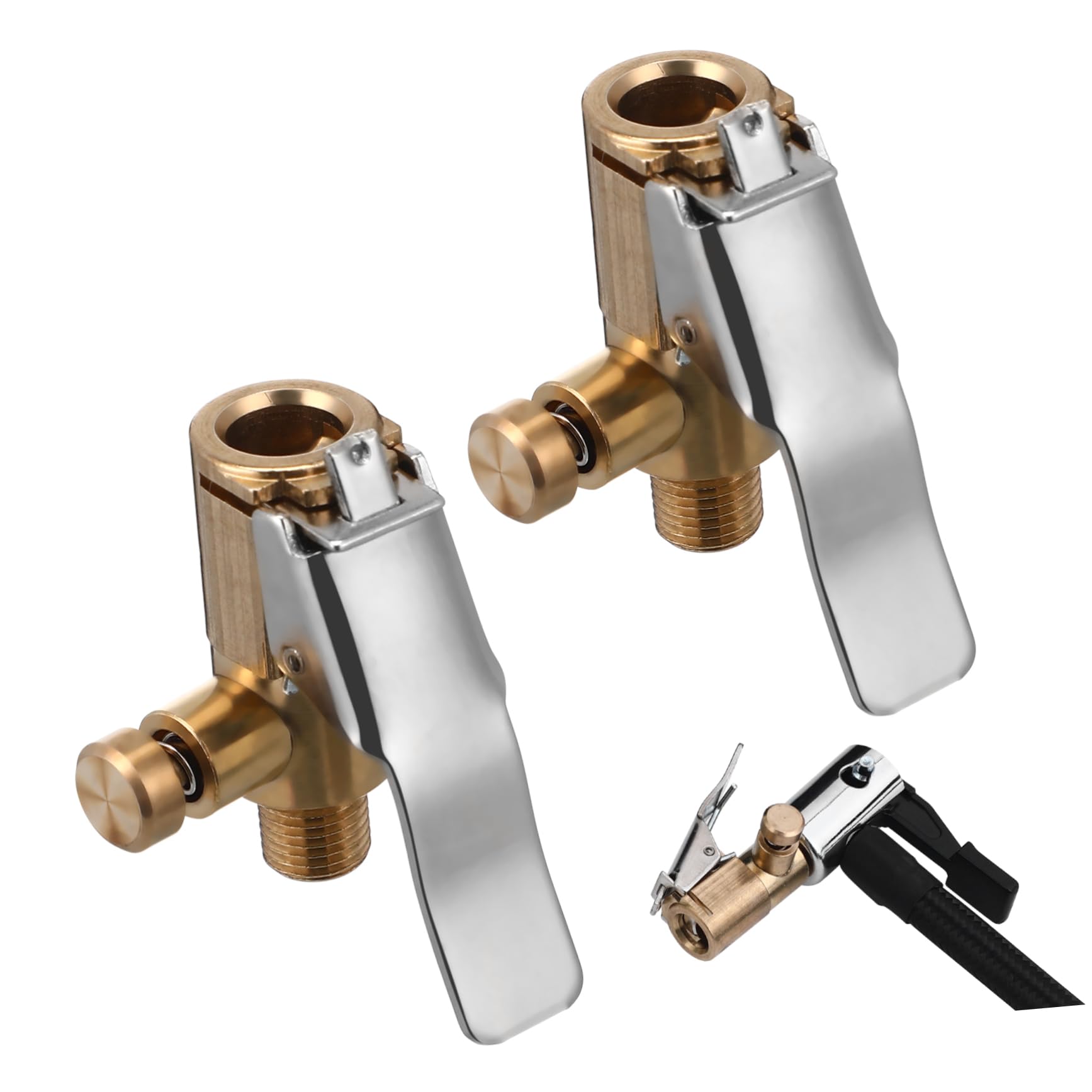 DECHOUS 2pcs Lock Inflate Locking Air Chuck for Tire Air Pump Copper Construction Secure Seal Quick Tires
