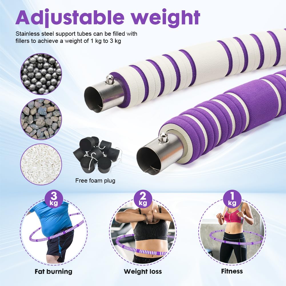 CEWROM Hula Hoop Reifen Erwachsene 1,1 kg, Kalorien-Booster mit Massage-Effekt – Fitnessreifen für Bauchstraffung & Fettverbrennung für Anfänger zum Abnehmen Sport 8 Segmente Abnehmbarer