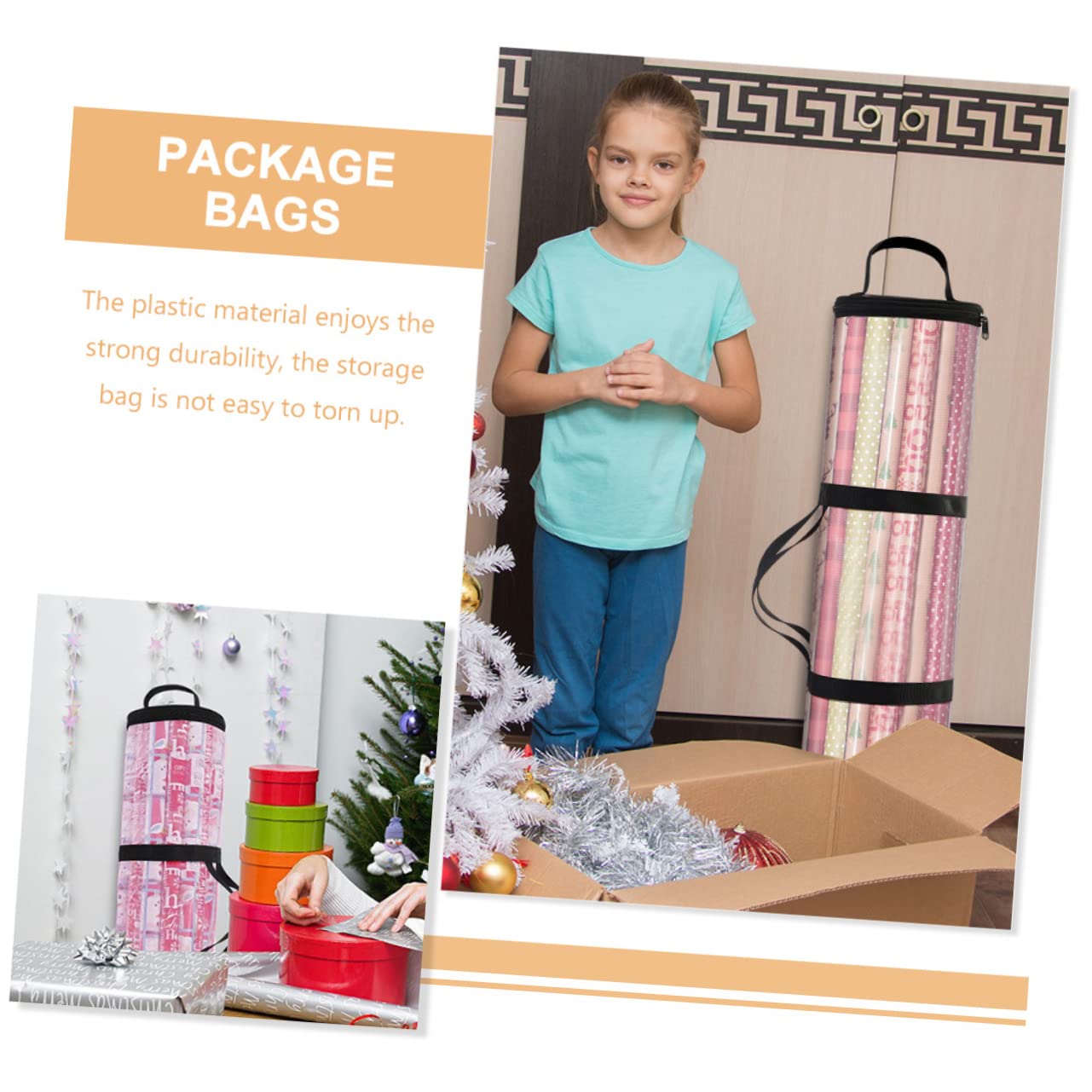 IWOWHERO Unique Xmas Storage Bag Cylindrical Organizer for Premium Reusable Packaging Pouch for Candy Toys Sundries Lightweight and Design Transparent