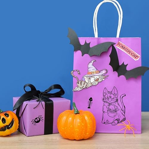 Miniatura 4 de INFUNLY Sello transparente de gato de Halloween, sello de silicona de gato negro para hacer tarjetas, fantasma, sello de goma transparente para