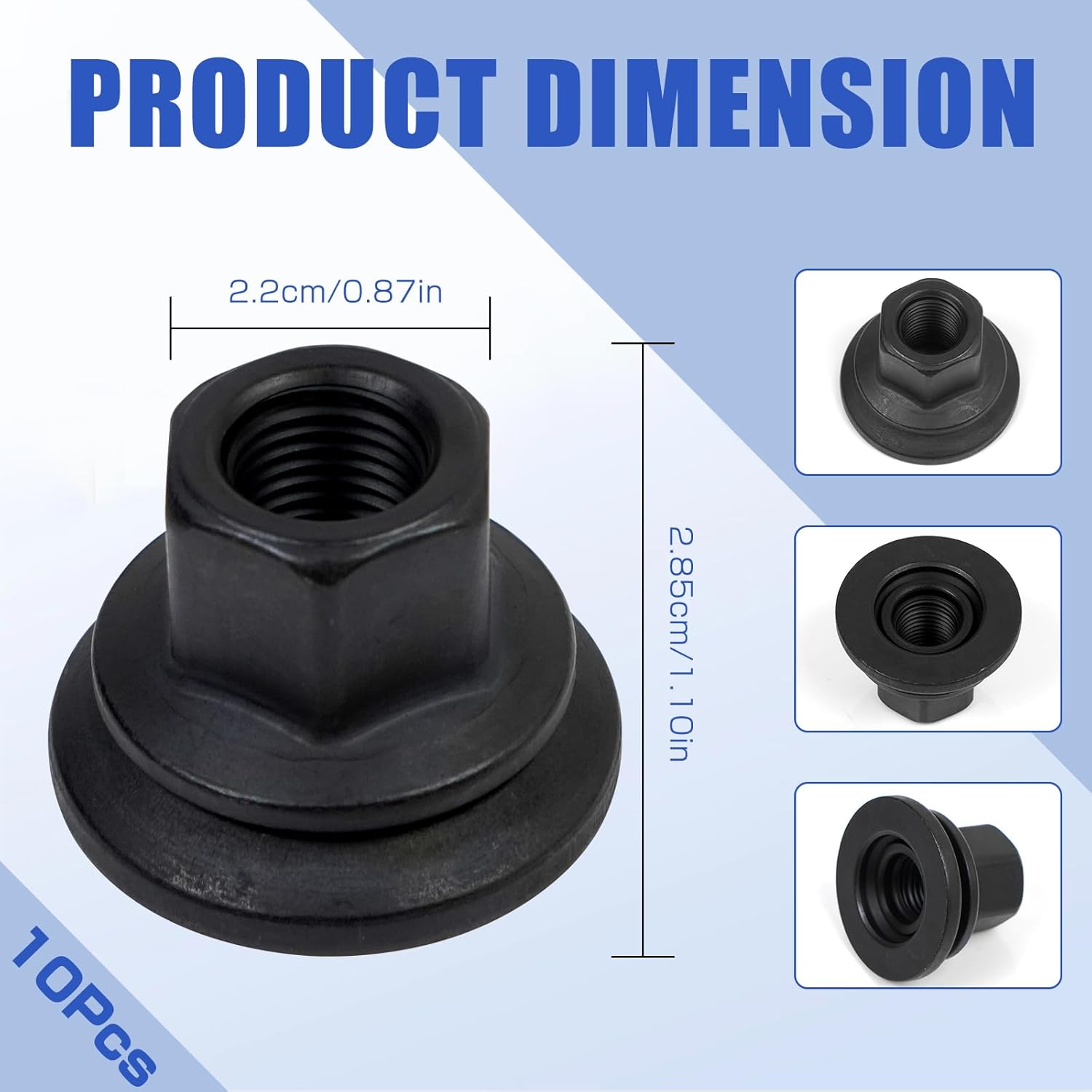 Wheel Lug Nut (OEM Part #6509424AA) Compatible with Dodge Ram 3500/4000/4500/5500 Models (2012-2022) M14-1.50 Flange 22mm Hex 28.5mm Length Replace 611-936 Pack of 10pcs