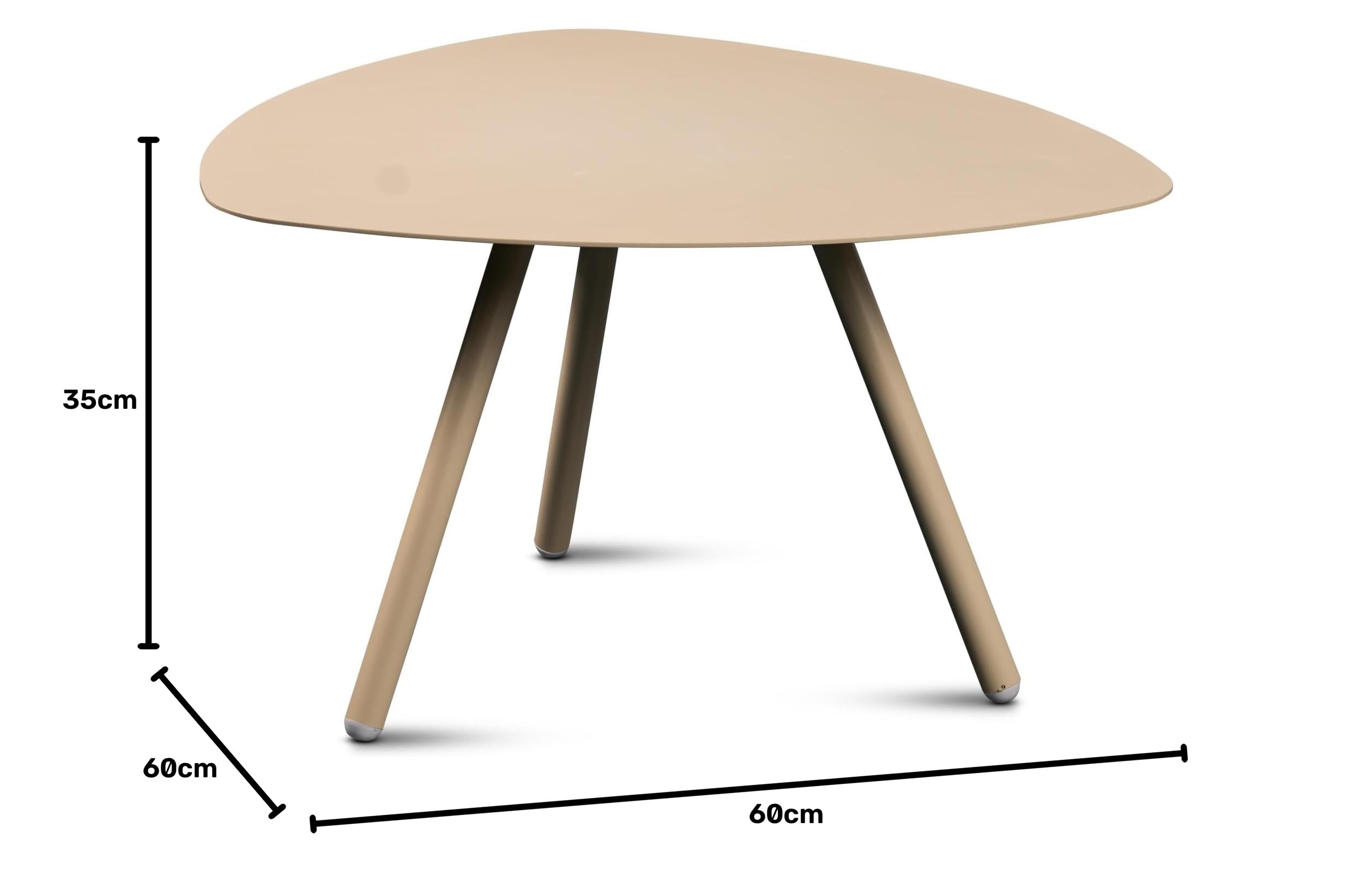 M2 Kollektion Mira 3 – Moderner Couchtisch 60x60x35 cm | Pulverbeschichtetes Metall, Creme weiß | Outdoorfähig, wetterfest & pflegeleicht | Perfekt als Couchtisch, Beistelltisch oder Balkon-Tisch