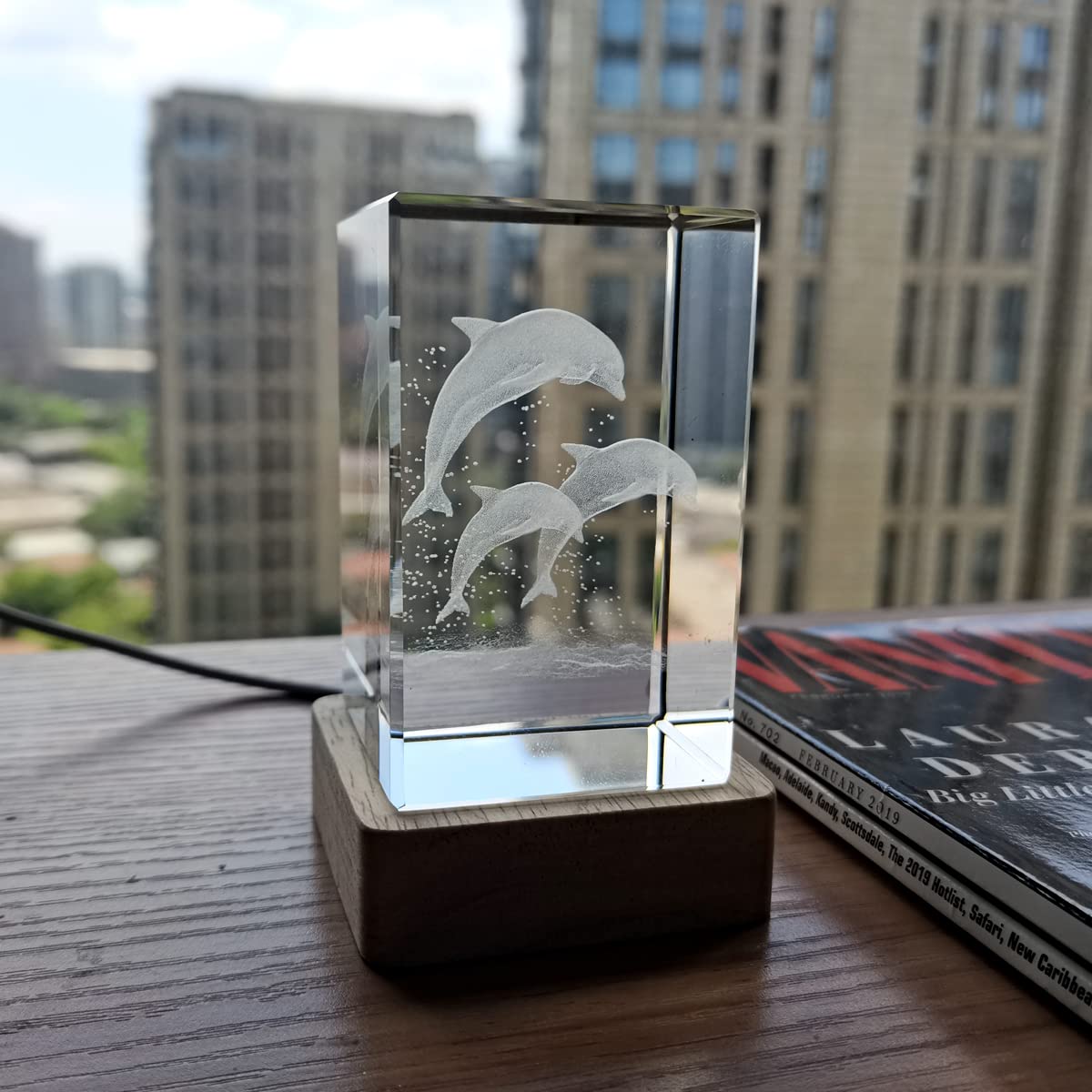 3D Dinosaur Crystal Glass Paperweight - Laser Engraved Home & Office Decor