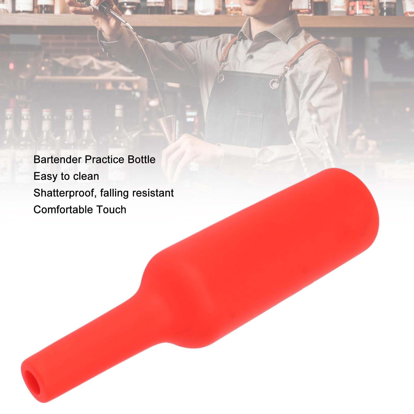 Bottiglia Da Barman In Silicone Rosso 460ml | Pratica Per Allenamento Bartending - Foto 10