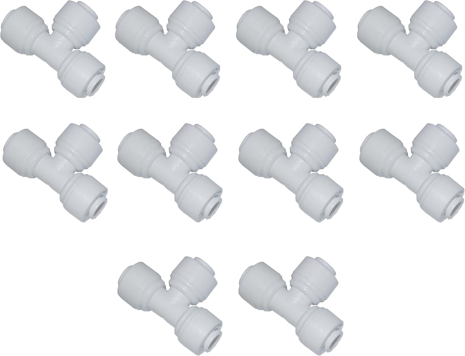 MALIDA ST003B Union Tee Connector 3/8" to 3/8" to 3/8" Tubing/Hose/Pipe Use Quick Connect Plastic Fitting for Reverse Osmosis System,Pack of 10.