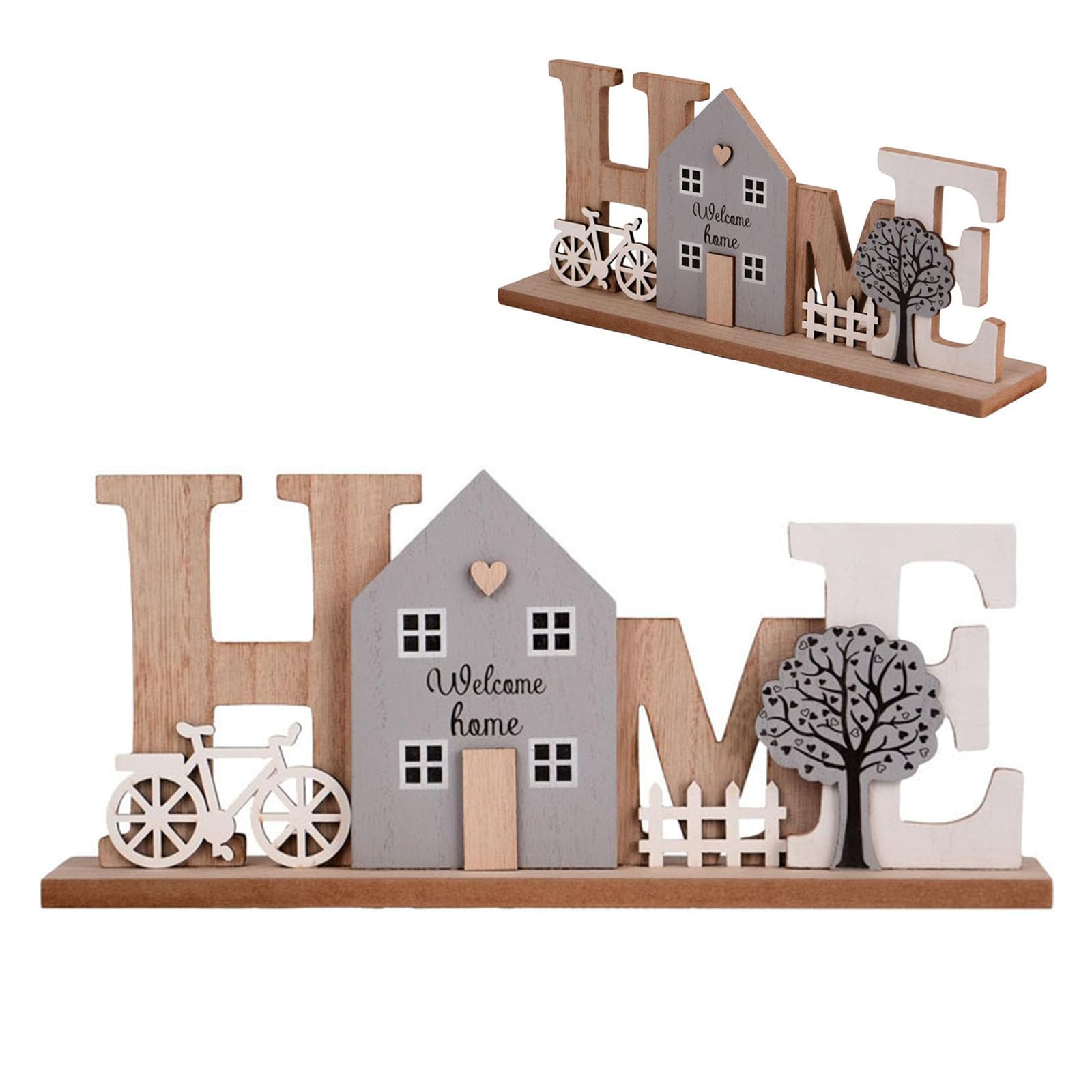 Cosiesnest Wooden Display Stand Home Decoration, Lettering Sweet Home Wooden House Ornaments, Sign for Shelves, Living Room, Window Sill, Rustic Decorative Ornament Gift (Style 01)
