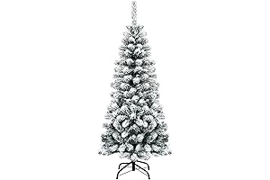 Goplus 4.5' Unlit Snow Flocked Christmas Tree for Indoor and Outdoor Snowy Joy