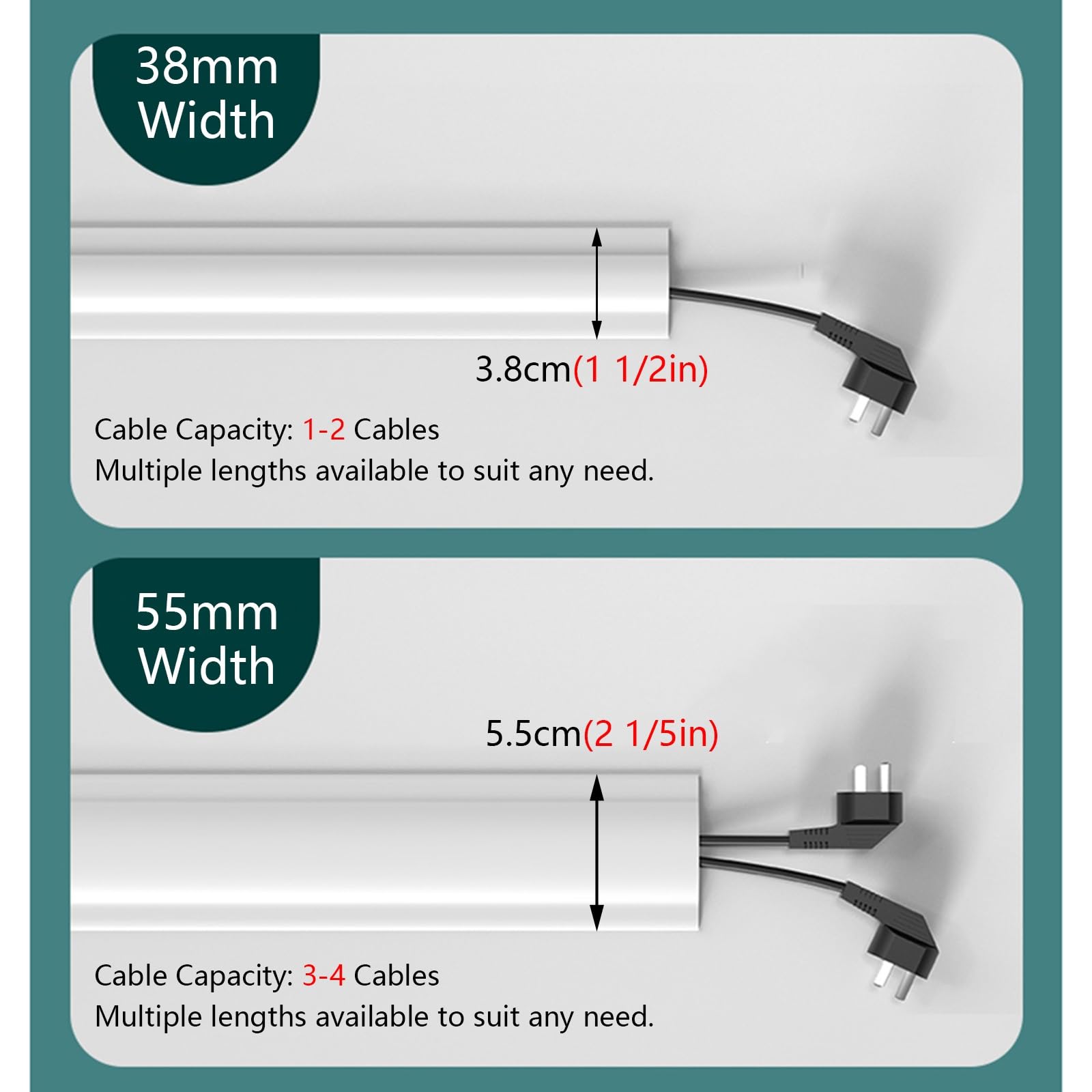 Passacavi Copertura Per Cavi A Pavimento - Protezione Autoadesiva Per Cavi Di Alimentazione, Canalina In PVC Flessibile Per Ufficio, Casa, Fabbriche, Garage, Per Nascondere I Cavi (Color : 55mm(2 1/5