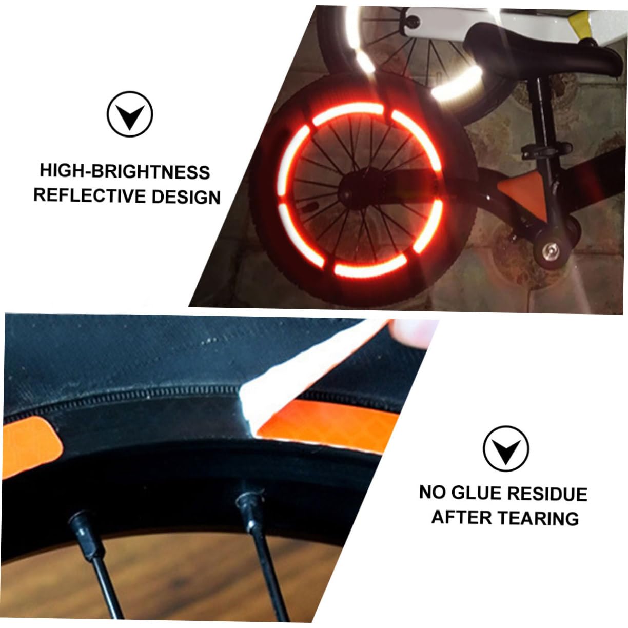 Abaodam 2sets Reflective Stickers for Kids Bike Bike Safety Reflectors Reflective Tape Cycling Stickers Decals Side Reflectors 5pcs*2