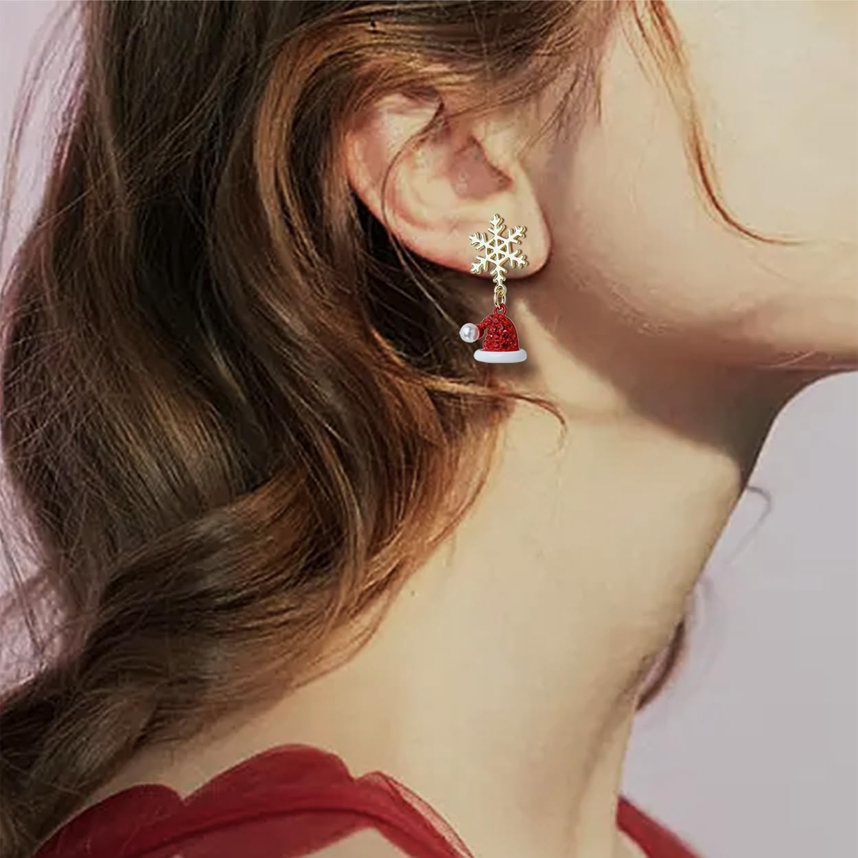 Sonateomber Christmas Tree Dangle Drop Stud Earrings for Women Cute Holiday Gift Dangling Christmas Accessories Winter Costume Jewelry - Image 2