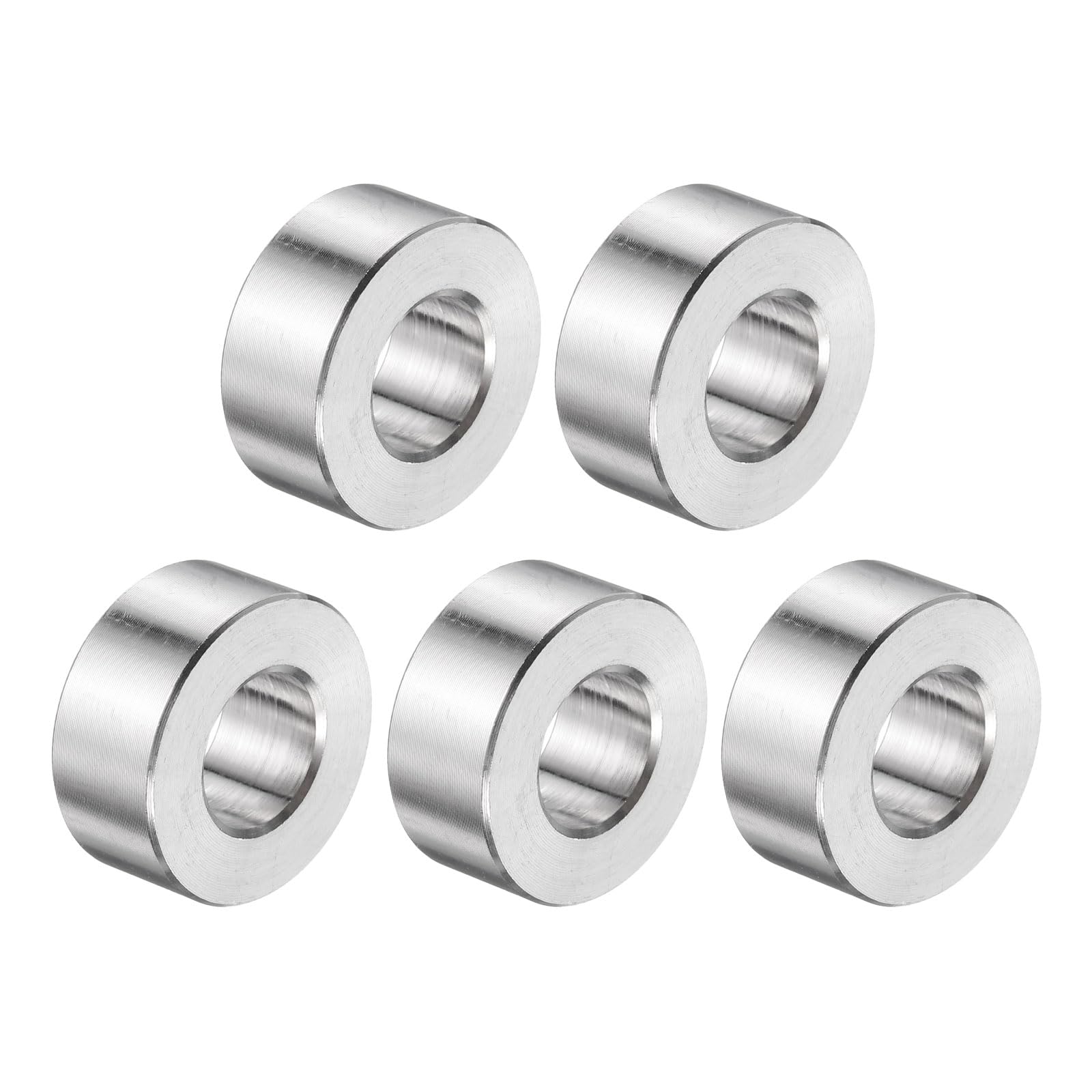 uxcell 5pcs Stainless Steel Spacer 1/2" Bore x 1" OD x 7/16" Length Screw Bushing Plain Finish Round Metal Spacer for M12 Screws Bolts and Rods