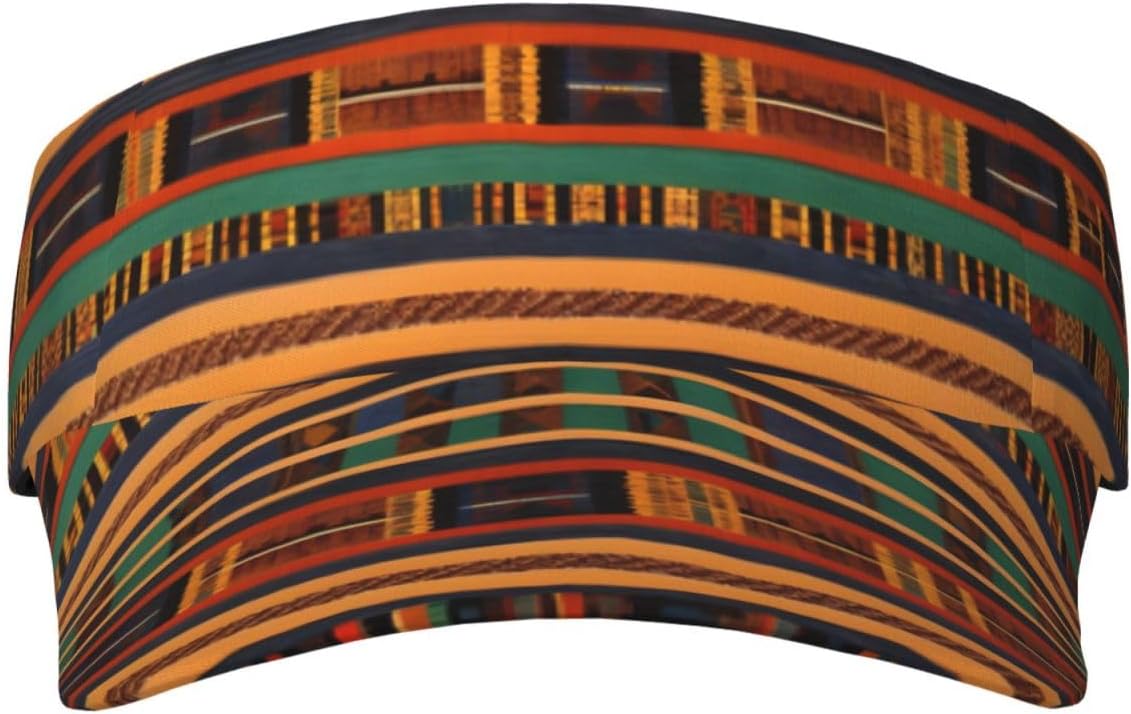 African Weaving Print Foldable Sun Visor Hat Lightweight Adjustable Sun Visor Hat Outdoor Sports Cap for Adults Black