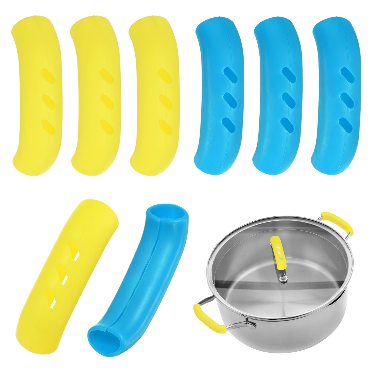 M METERXITY 8-Pack Silicone Assist Handle Holder Grip, Blue, Yellow