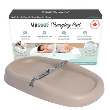 Upseat Baby Changing Pad, Non-Slip Grippy Design, Premium Cushioned Foam, Contoured for Comfort, Waterproof and Easy-to-Clean, Liquid-Resistant Taupe