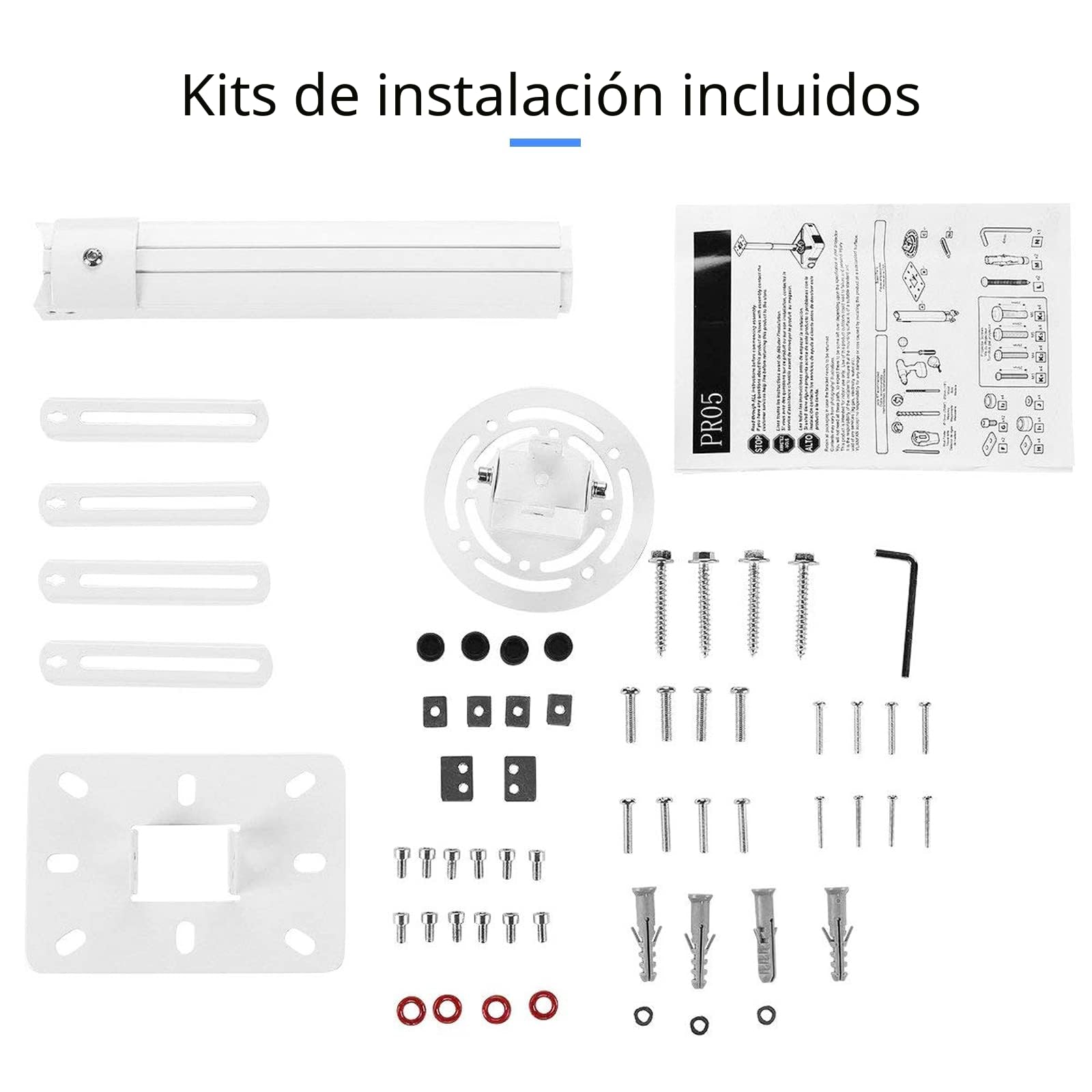 suptek Soporte Proyector Techo y Pared Universal: Soporte 3 en 1 con Brazo Extensible 21-54cm, Carga Máx. 13.6kg, Inclinación ±90° y Rotación 360°, Acero Robusto, Blanco, PR05W